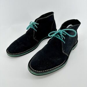 Cole Haan Ankle Chukka Boots Mens Sz 9 M Blue Suede Laces Contrasting Stitch
